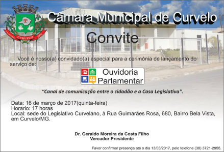 Convite - Lançamento do serviço Ouvidoria Parlamentar