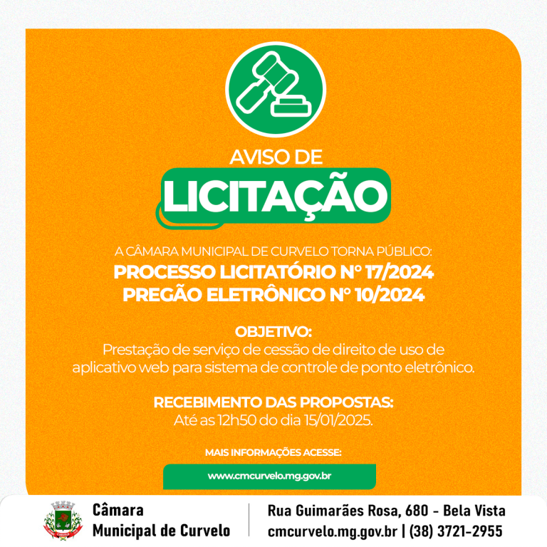 LICITAÇÃO - PREGÃO ELETRÔNICO Nº 10/2024 - SISTEMA DE PONTO